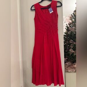 Lixirious Nanette Lepore Red 100% silk crepe-de-chine midi dress size 2 NWT